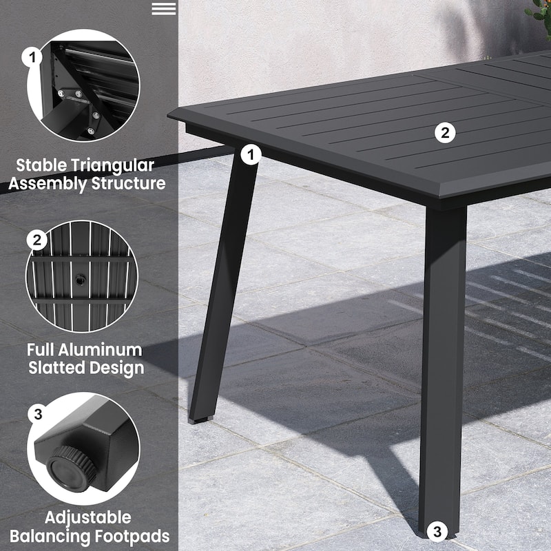 7/9-Piece Aluminum Patio Dining Set Sunbrella Swivel Chair and Dining Table with Umbrella Hole