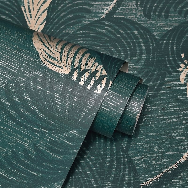 Fine Decor Jones Teal Palm Tree Wallpaper