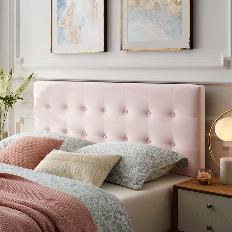 Emily Biscuit Tufted Performance Velvet Headboard - Pink - Queen