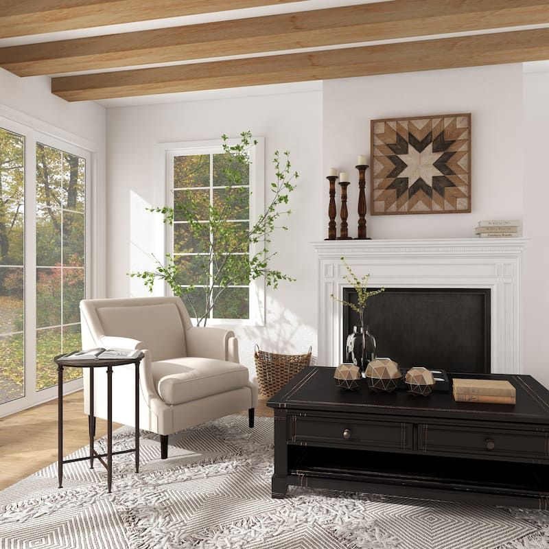 Brown Marble Accent Table with Bronze Metal Legs