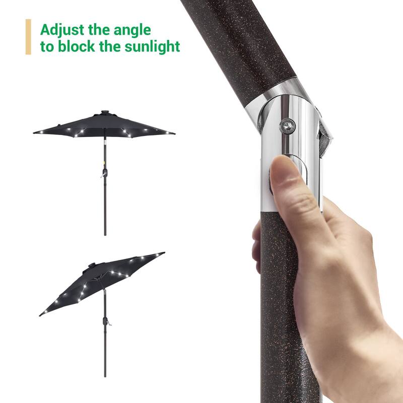 LIVOOSUN Patio 7.5 Feet Market Solar LED Light Umbrella