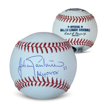 Johan Santana Autographed MLB Signed Baseball AL CY 04 06 Beckett COA With UV Display Case - 8'6" x 11'6"