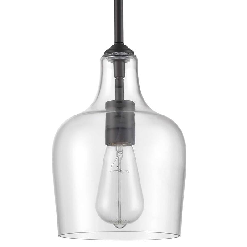 Rieti Modern Rod-Hung Pendant Light w/ Clear Glass Shade, 1-Light