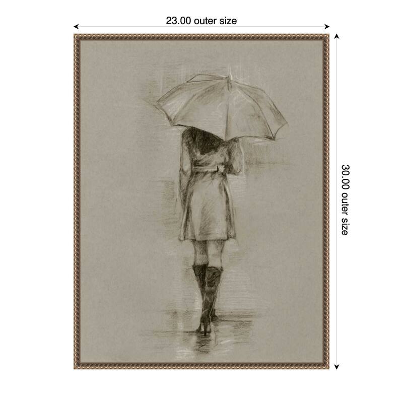 Rainy Day Rendezvous No. 1 by Ethan Harper Framed Canvas Wall Art Print - 23 x 30 in