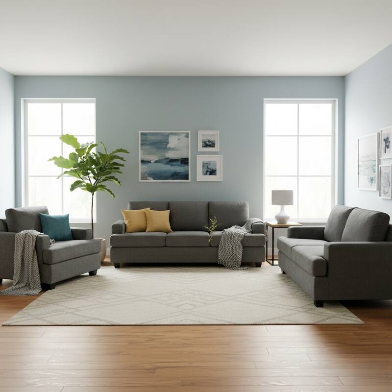 Thomas Grey Upholstered Modern Multi Piece Living Room Set - 3 Piece