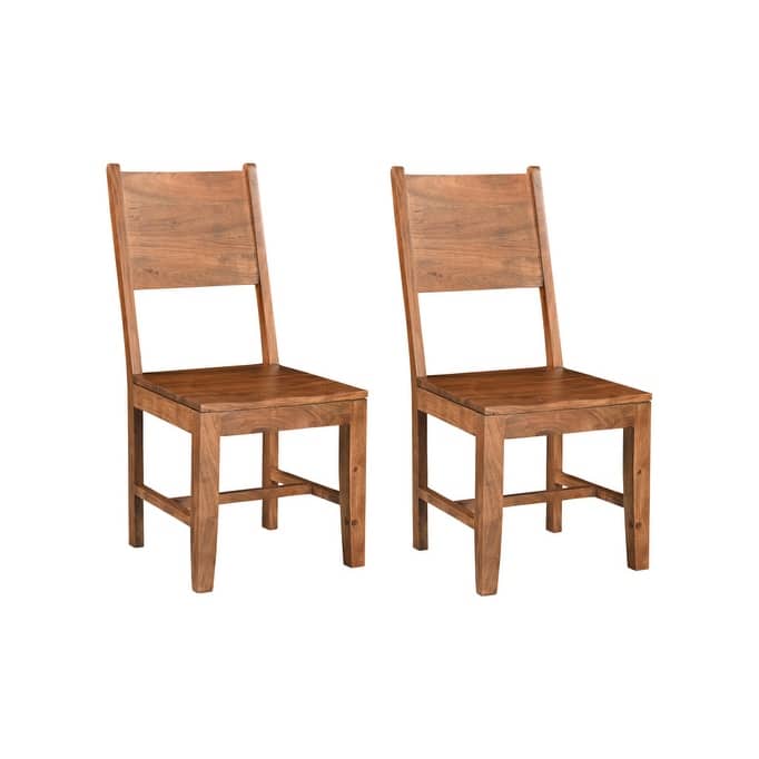 HomeRoots Set of Two Brown Solid Wood Open Back Dining Side Chairs - 18 in. x 39 in. x 18 in.