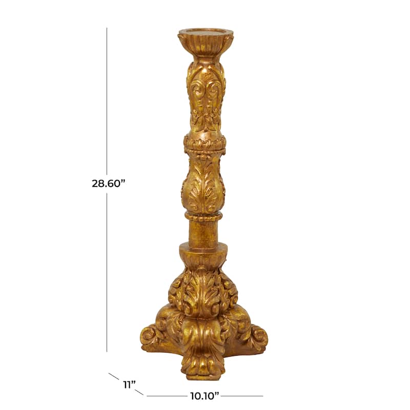 Brass Polystone Traditional Candle Holder - 10 x 11 x 29