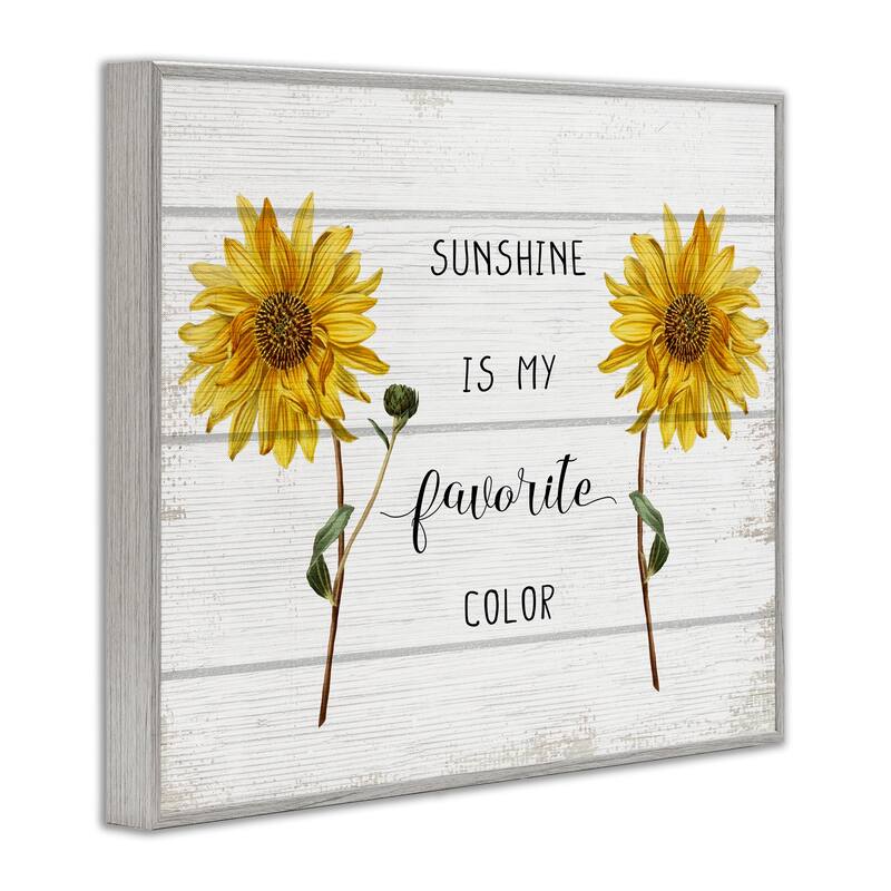 Stupell Sunshine is My Favorite Color with Sunflower Accents Framed Giclee Texturized Art by Daphne Polselli