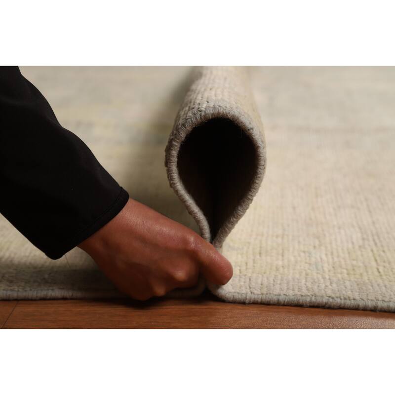 Hand Knotted Oriental 100% Wool Carpet Transitional All-Over Greys & Charcoal Oushak Area Rug - 11' 9'' X 8' 8''