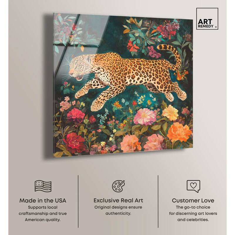 Tigers and Blooms Acrylic by Art Remedy, Ready to Hang