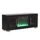 preview thumbnail 16 of 16, Furniture of America Fionna Modern Black Electric Fireplace TV Stand with LED and Shelves