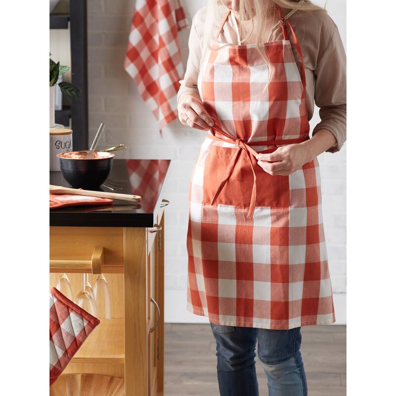 DII Antique Green Buffalo Check Chef Apron