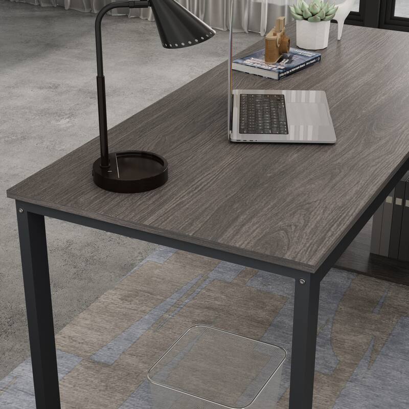 Timechee 55-inch L Shaped Office Computer Desk w/ Drawers, Grey Bron