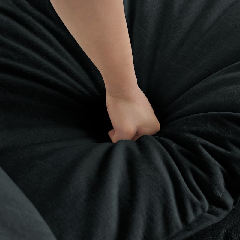 Black Chenille Ottomans Footrest for Sofa Combination
