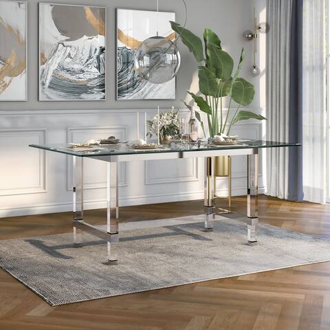 Silver Orchid Falconetti Acrylic and Glass 72-inch Dining Table