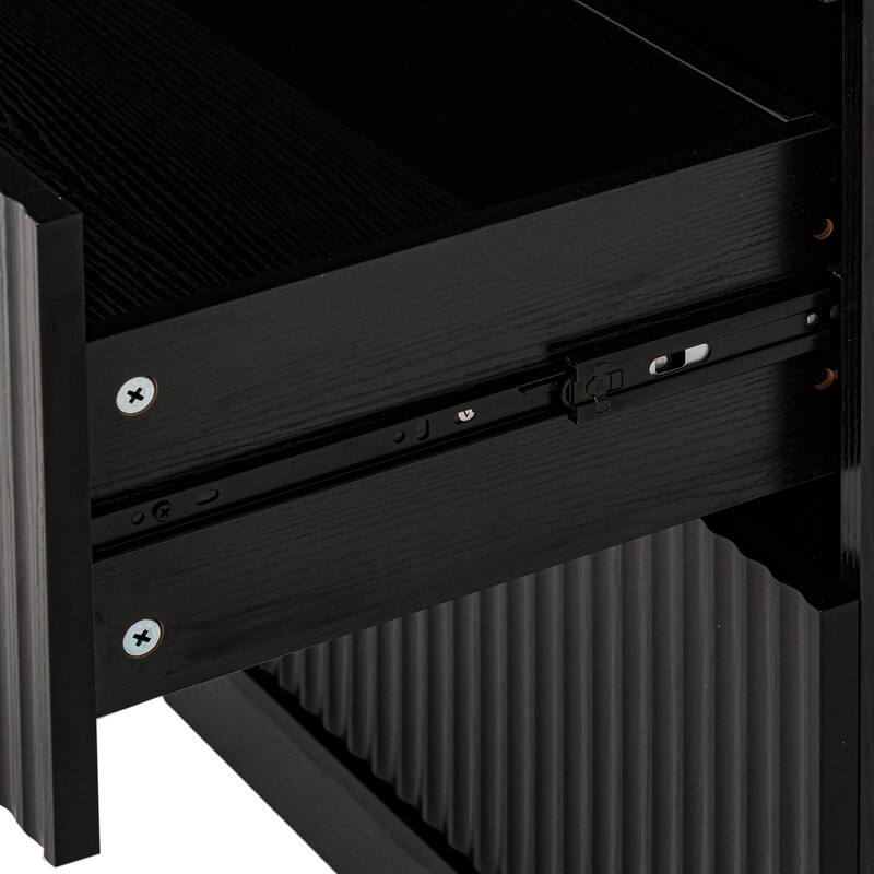 72" Modern Fluted Kitchen Pantry Cabinet with 2 Large Drawers and 8-Door Spice Rack