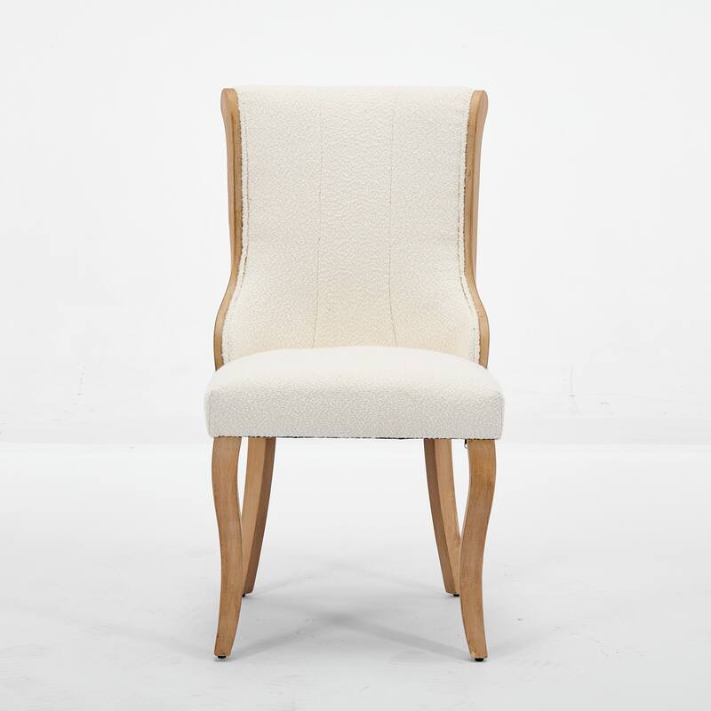 Velvet Dining Chairs with Curved Wood Trim and Sculpted Legs(Set of 2)