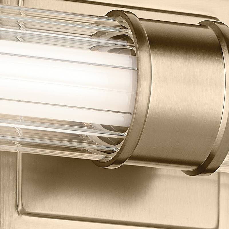 Kichler Lighting Laurene 18.5" Linear Bath Bar Small LED with Clear Fluted Glass in Champagne Bronze
