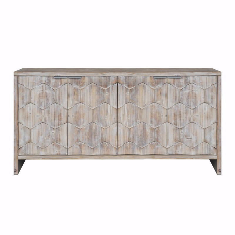 Farmhouse Style 4-Door Wooden Sideboard Buffet Cabinet