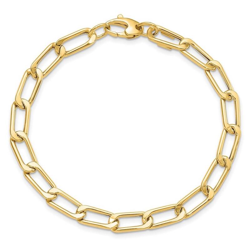 Curata 14k Gold 7.5" 5.75mm Polished Beveled Paperclip Link Bracelet