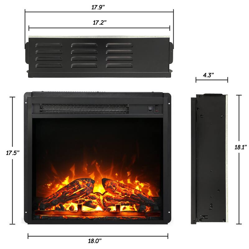 18" Electric Fireplace Insert Freestanding Heater