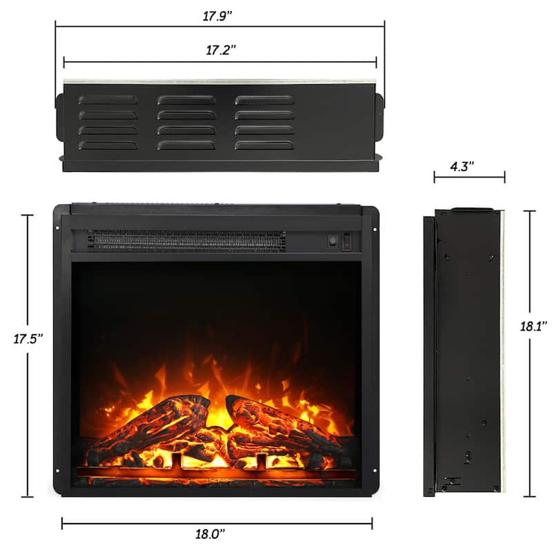 18" Electric Fireplace for Bedroom Office, 1400W - 18 Inch