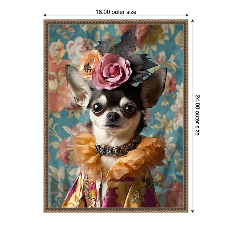 The Duchess Chihuahua by Mowzu Framed Canvas Wall Art - 18 x 24 in