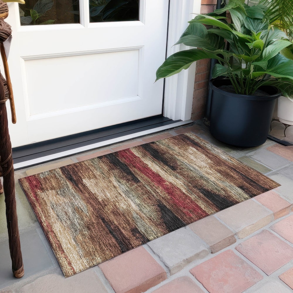 Machine Washable Indoor/ Outdoor Abstract Modern Chantille Rug