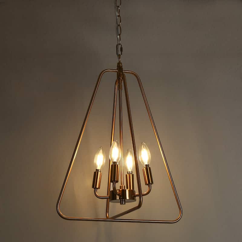 Dsmll Mid-century Modern 4-Light Chandelier Black Gold Lantern Pendant Lights for Dining Room