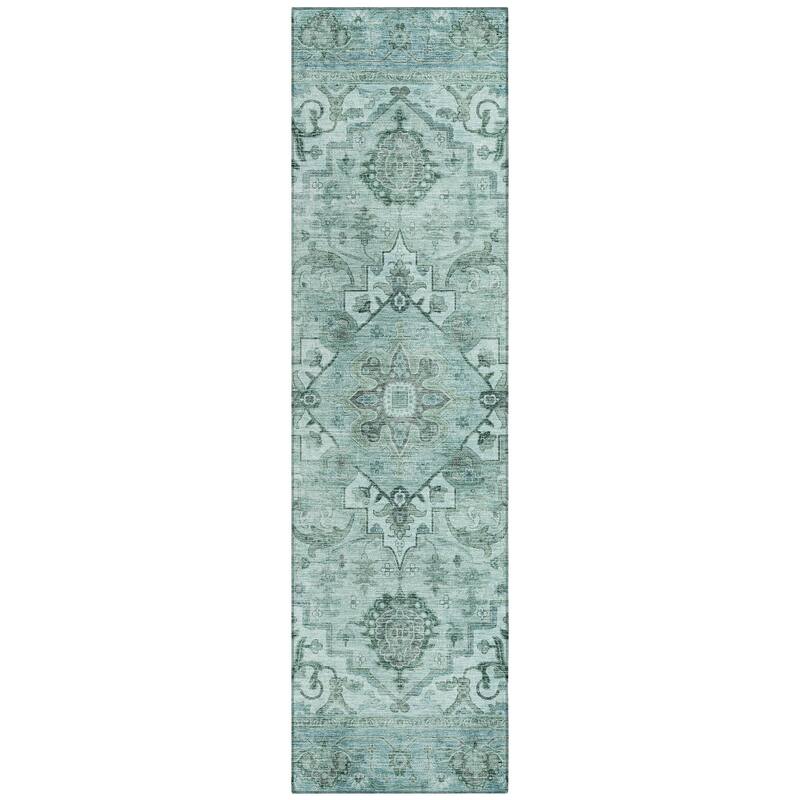 Machine Washable Indoor/Outdoor Traditional Vintage Chantille Rug