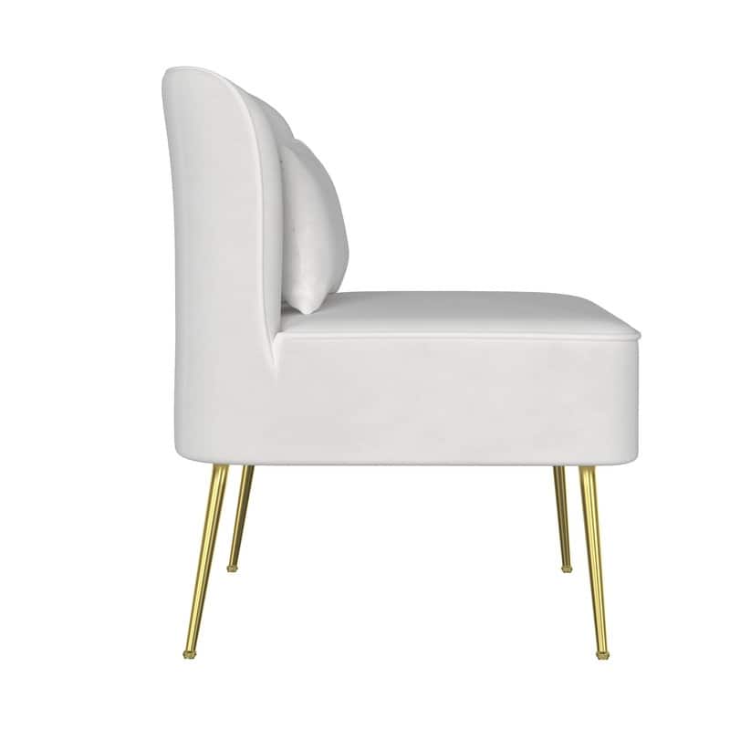 Velvet Upholstered Metal Legs Loveseat