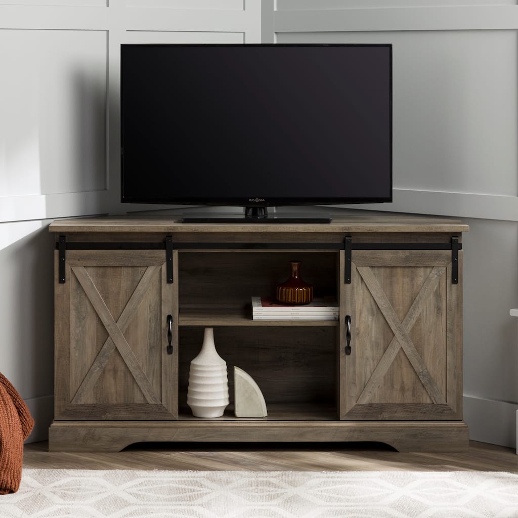 Walker Edison 52-inch Sliding Barn Door Corner TV Stand
