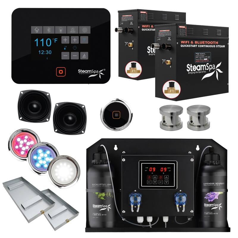 SteamSpa BKT1800-ADP Black Series WiFi and Bluetooth Double 9KW - Brushed Nickel
