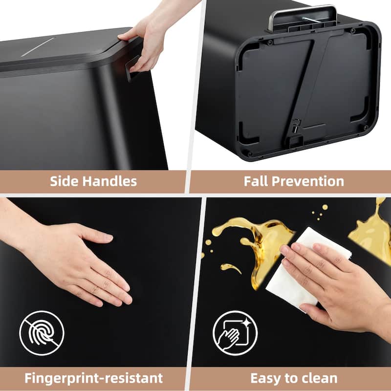 HandsFree Stainless Steel Dual Trash Can 2 x 4 Gal (2 x 15L) with Lid