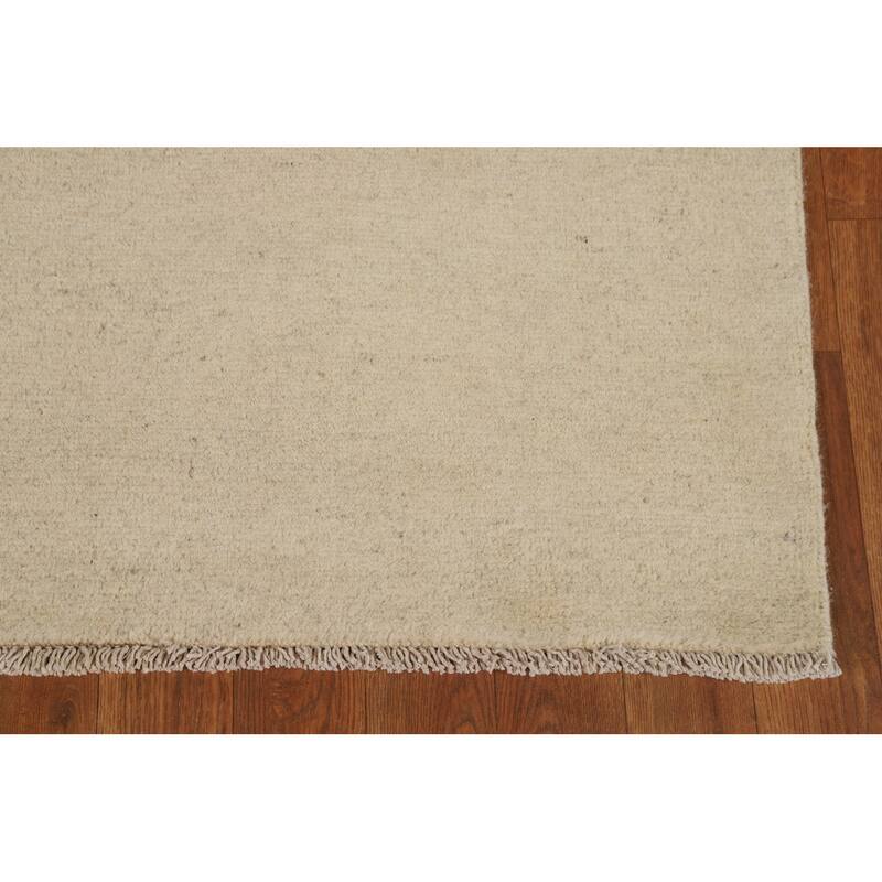 Ivory Gabbeh Modern Foyer Rug Hand-Knotted Wool Carpet - 2'9"x 4'0"