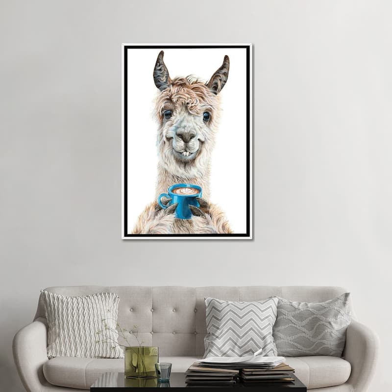 iCanvas "Llama Latte" by Holly Simental Framed Canvas Print