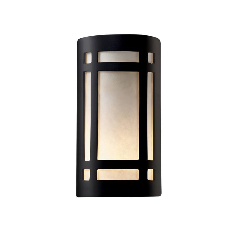 Justice Design Group Ambiance Large ADA Craftsman Window Carbon Matte Black Outdoor Closed Top Wall Sconce