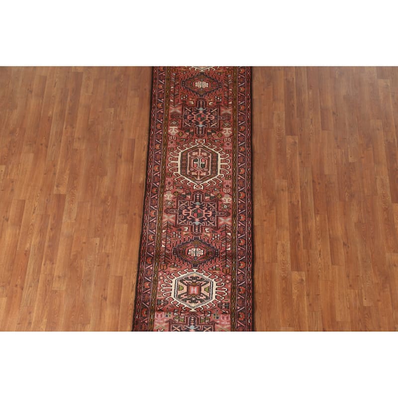 Tribal Geometric Gharajeh Persian Runner Rug Handmade Wool Carpet - 2'5" x 9'7"