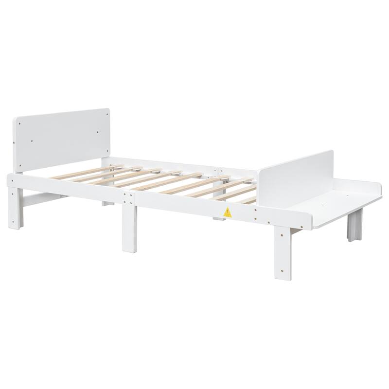 Twin Bed with Footboard Bench - White