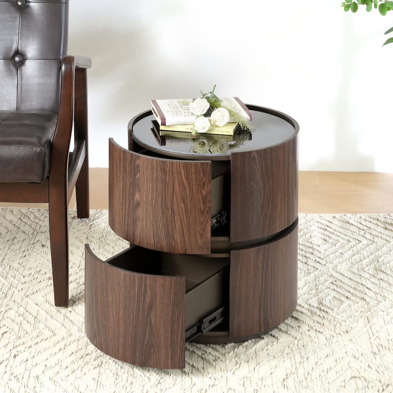 Christopher Knight Home - MDF Italian High-Grade Double-Layer Storage Oval Side Table,