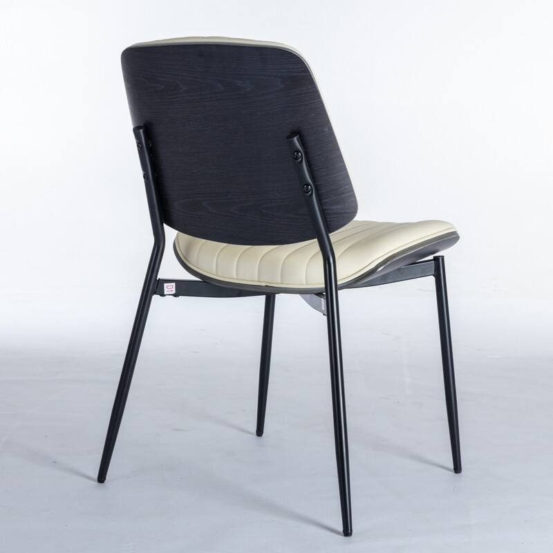 Mid Century Modern Faux Leather Dining Chairs Set of 2 with Metal Legs