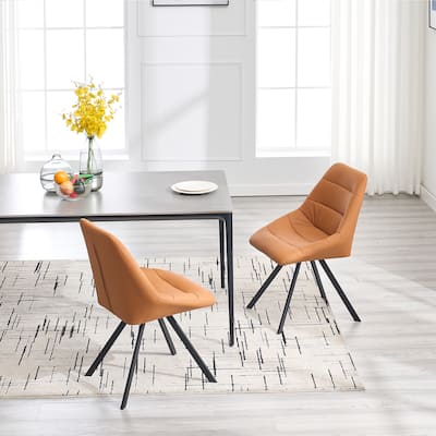 Dining Chair,Thickened fabric chairs with metal legs Set of 2