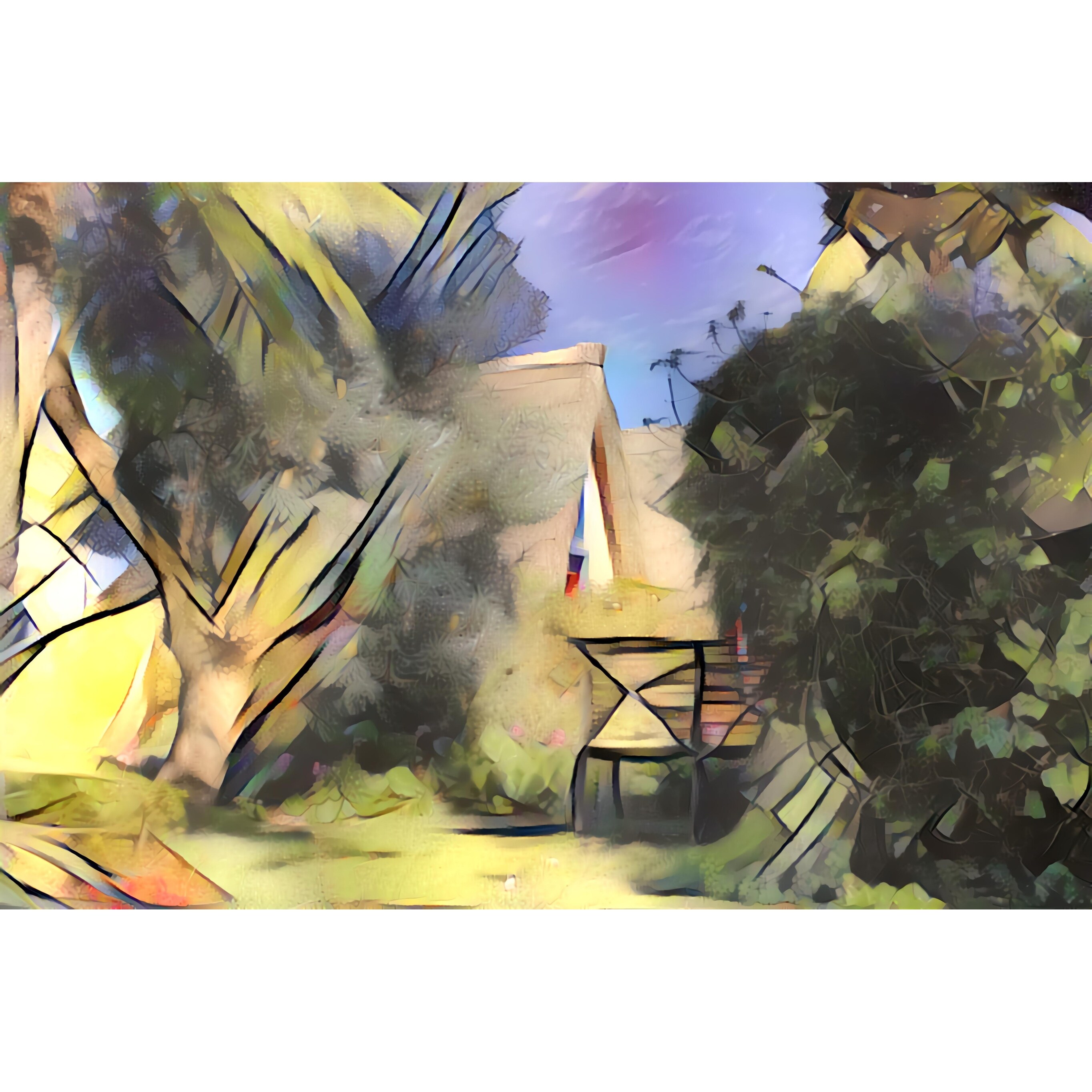 Shop Tree Building Fence Art Print Wall Artwork Decor Free