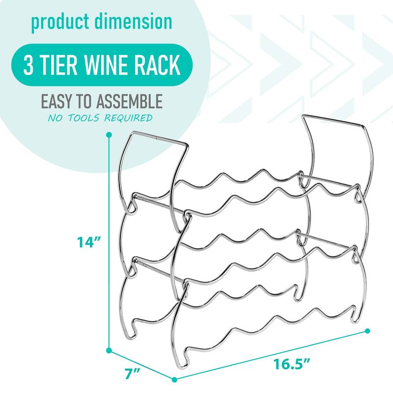 Metal Detachable Wine Rack - 3 Tier, Copper - 14" L x 16.5" W x 7" D