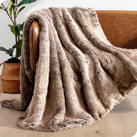Bare Home Faux Fur Blanket - Ultra-Soft Blanket - Luxurious Fuzzy Warm - Cozy Lightweight Soft