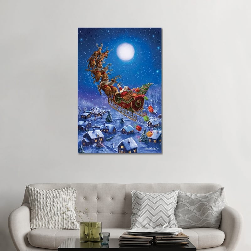 iCanvas "Santa Flying" by Ali Corti Canvas Print - 48x32x1.5