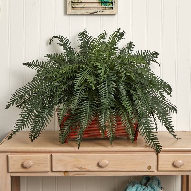 Handmade River Fern Plant with Planter - Home Decor Accent, Living Room, Office, Tabletop DÃ©cor - 2.42ft.