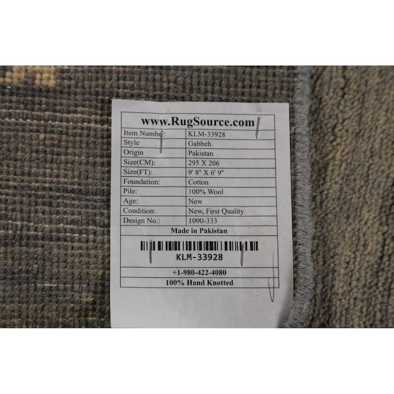 Grays & Beige Modern Gabbeh Area Rug Handmade Wool Carpet - 6'9" x 9'8"