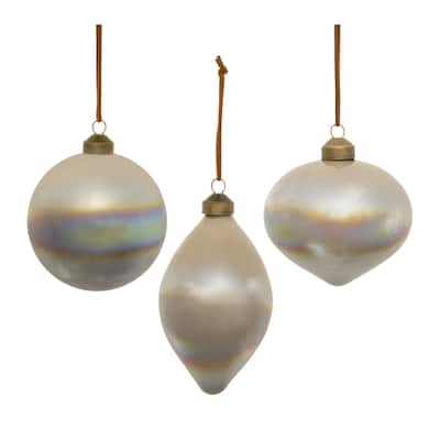 Cloudy Iridescent Glass Ornament (Set of 6) - N/A