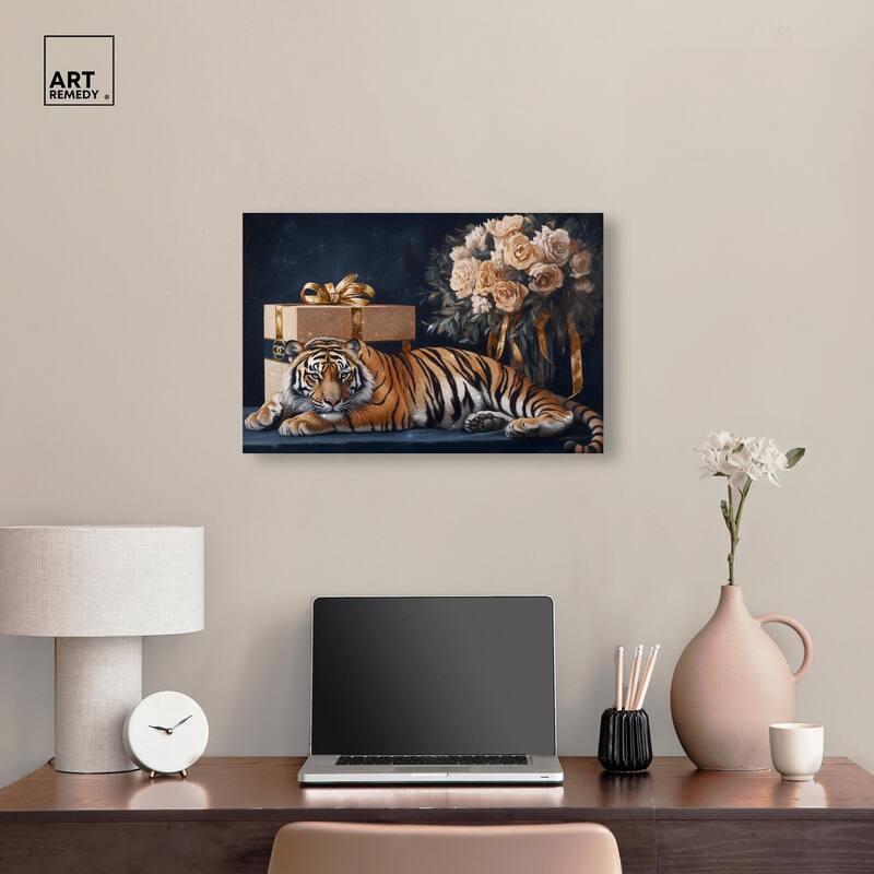 Tiger Glam Gift Boxes Canvas by Art Remedy, Gallery Wrapped